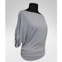 Tunika popielata z koronką na plecach i marszczeniami